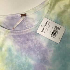Free People Tye Dye Velour Cloud Crop Tee Sz XS 🔖